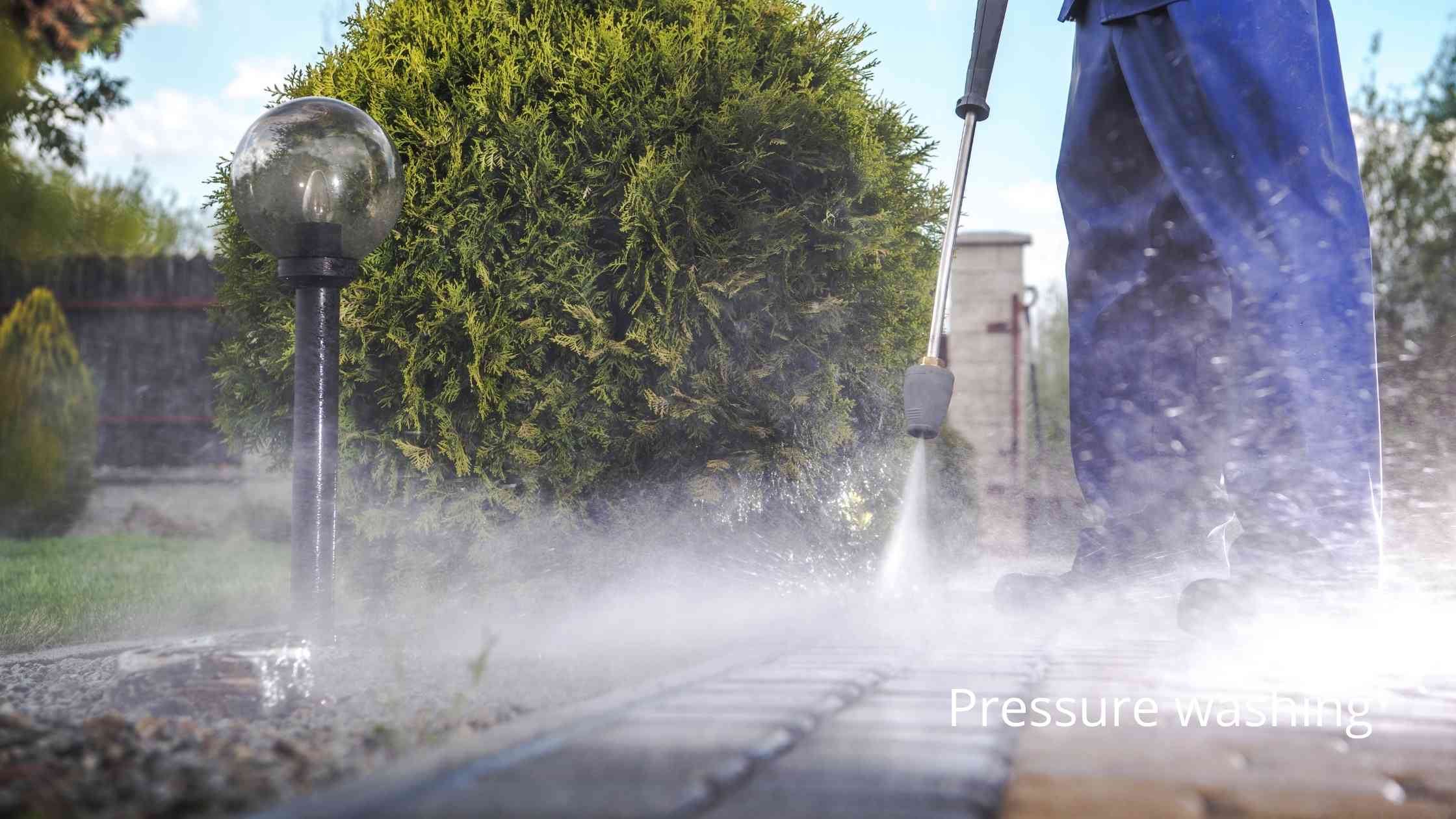 Pressure washing paving